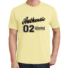 02, Authentic, Lemon, Men's Short Sleeve Round Neck T-shirt