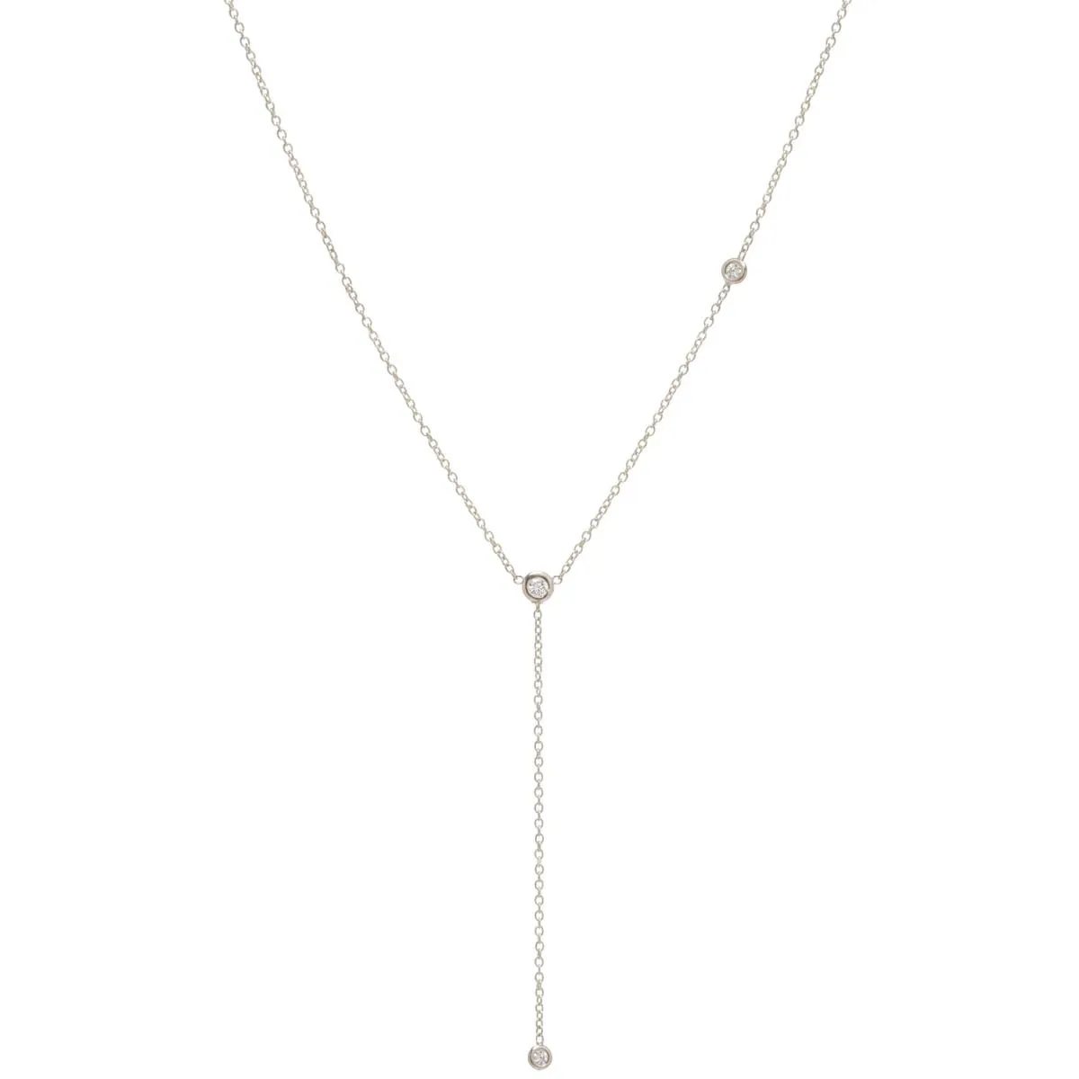 14k Off-Set Floating Diamonds Lariat