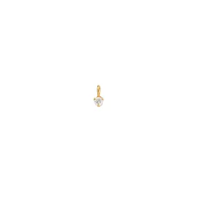 14k Prong White Diamond Charm Pendant