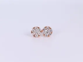 14K Rose Gold Flower Cluster Earring 1.50Ctw