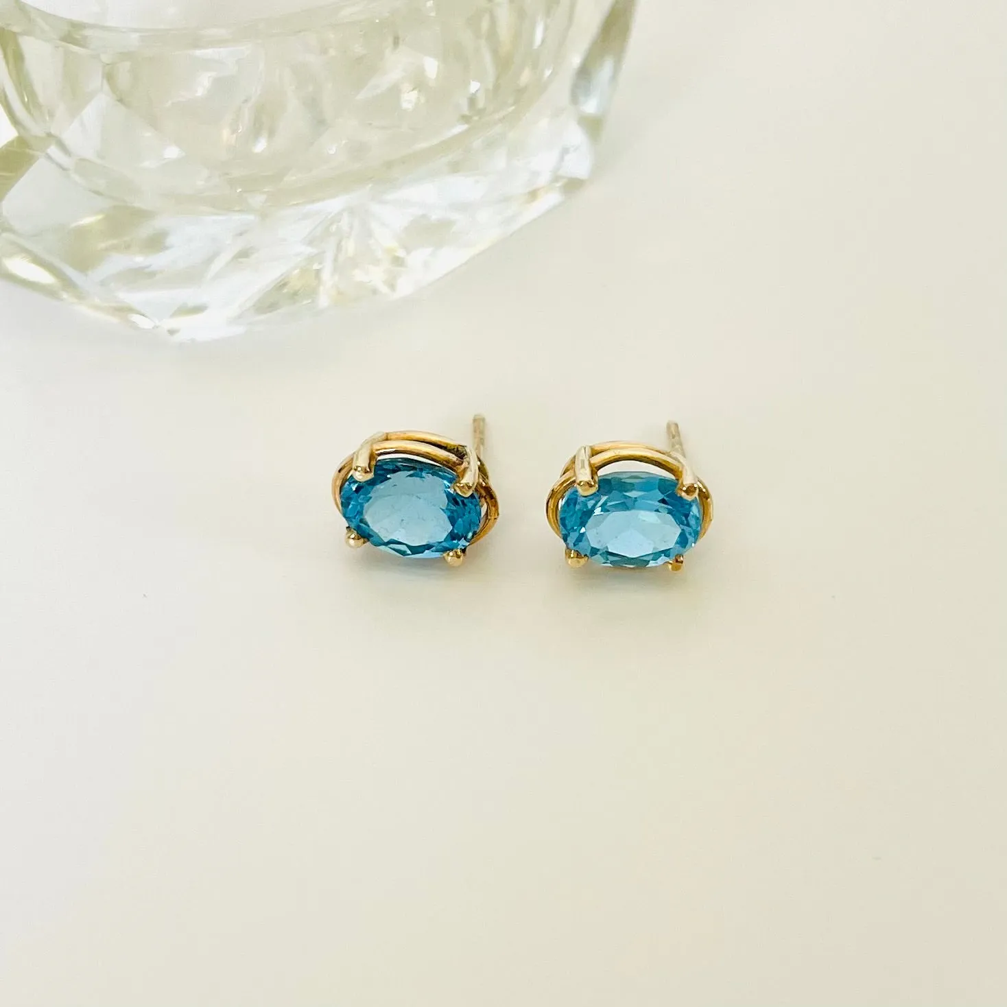 14k Swiss Blue Topaz Studs