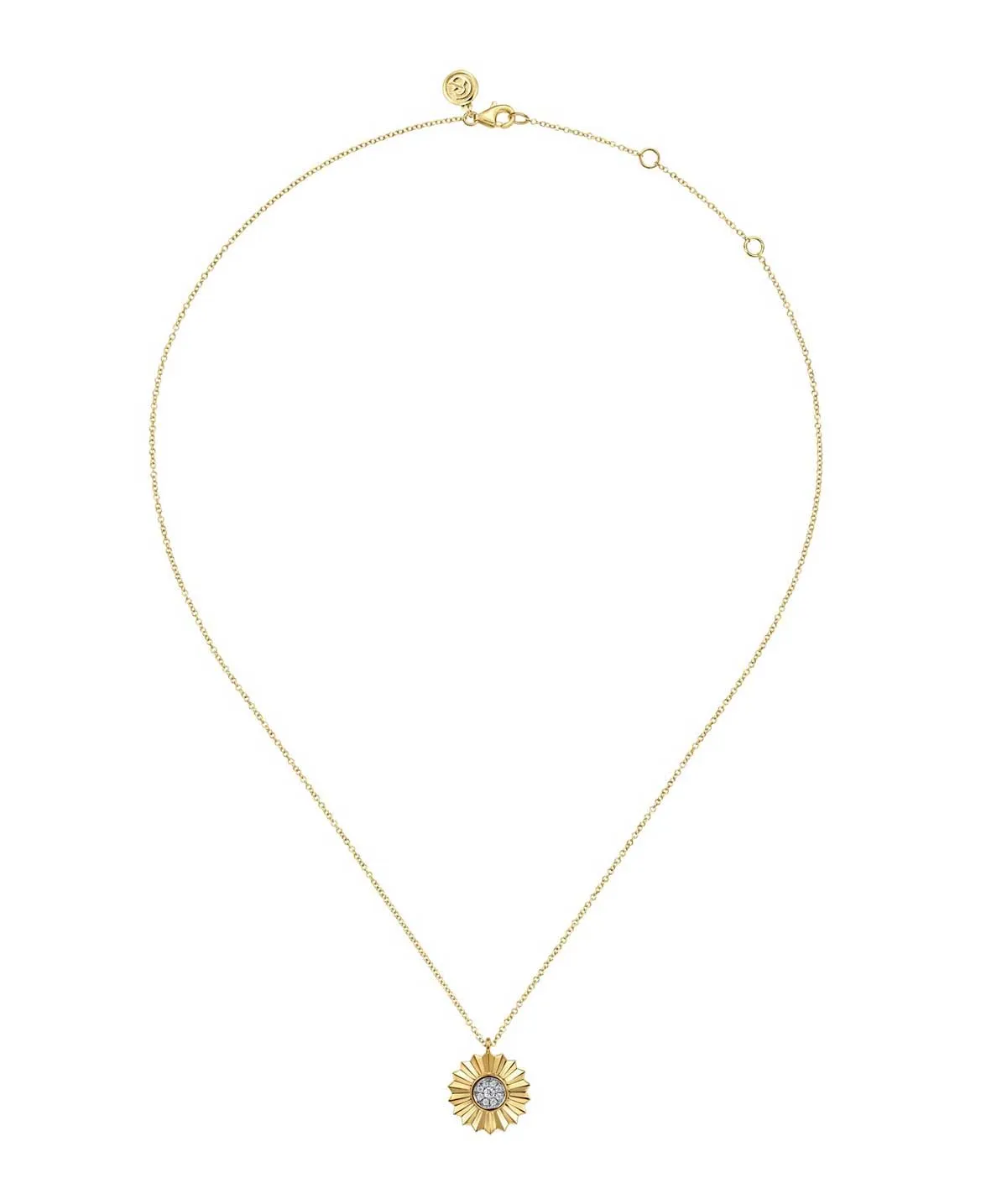 14K White and Yellow Gold Diamond Cut Pendant Necklace