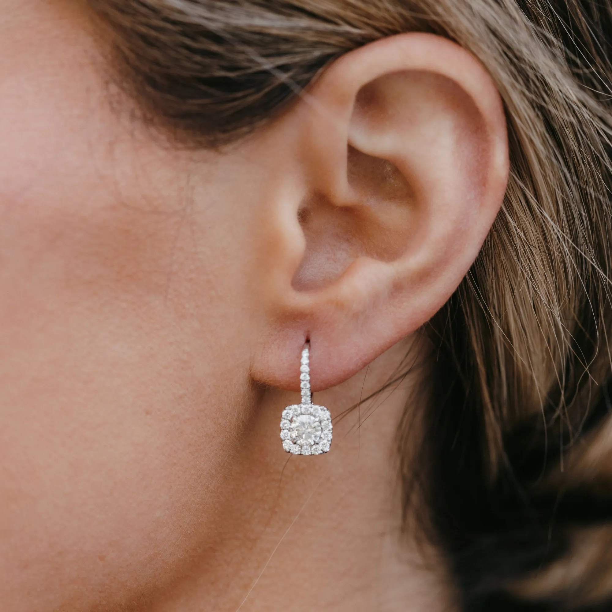 1.73ct Drop Halo Earrings