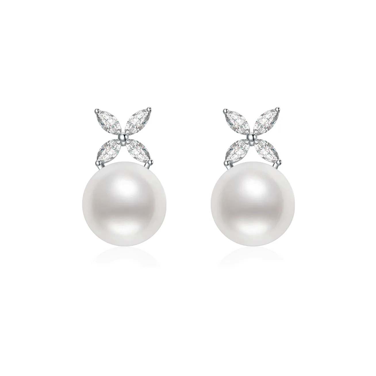 18K Diamond Akoya Pearl Earrings KE00114 | EVERLEAF