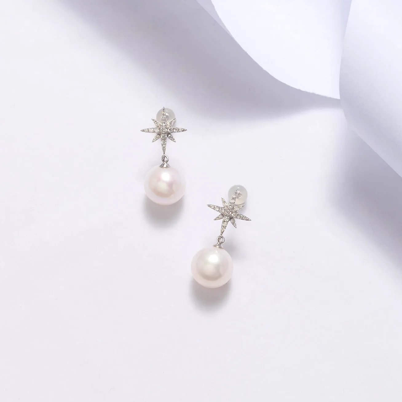 18k Gold Diamond Edison Pearl Earring KE00085