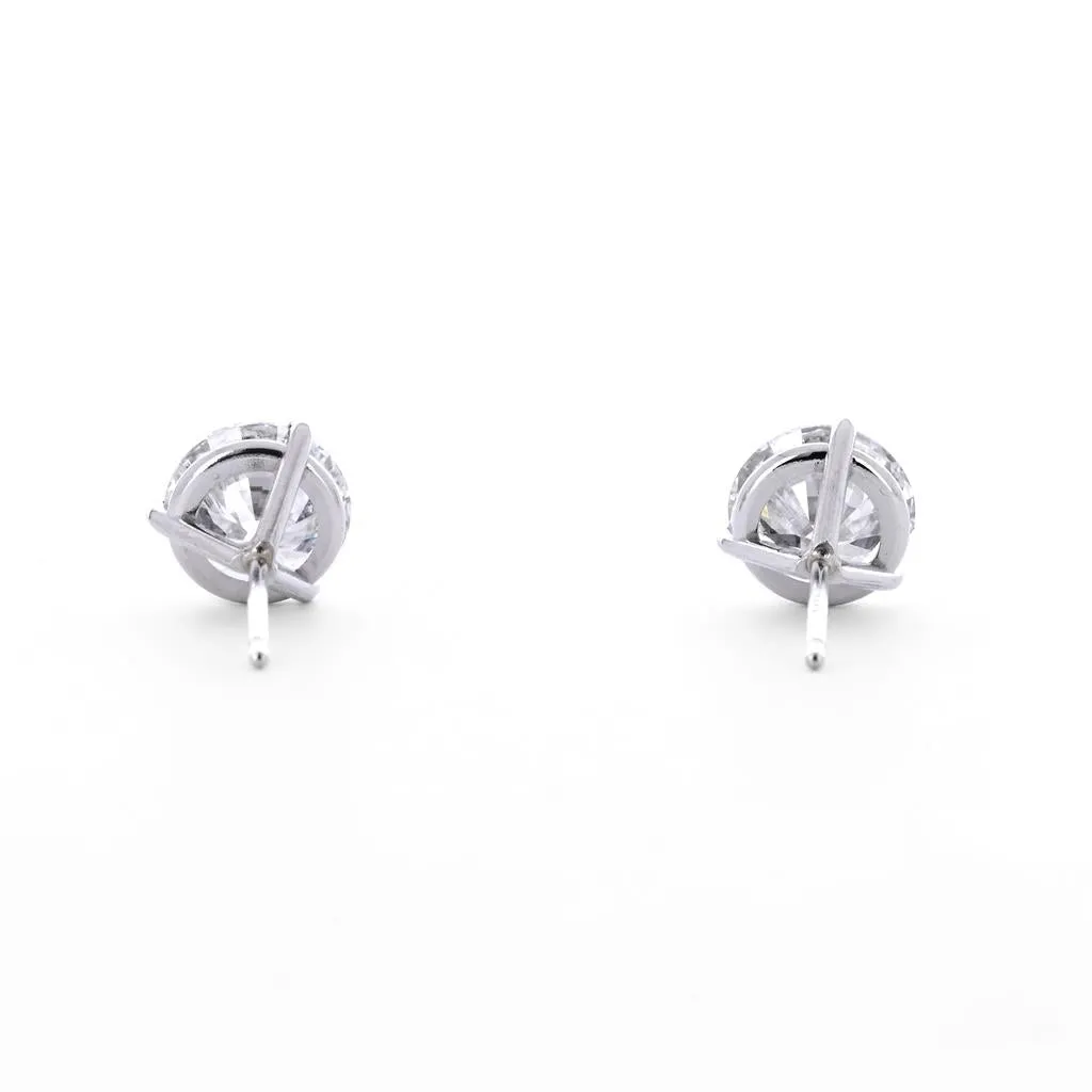 2.71ctw Round Diamond Studs, 3 Prong - 14K White Gold