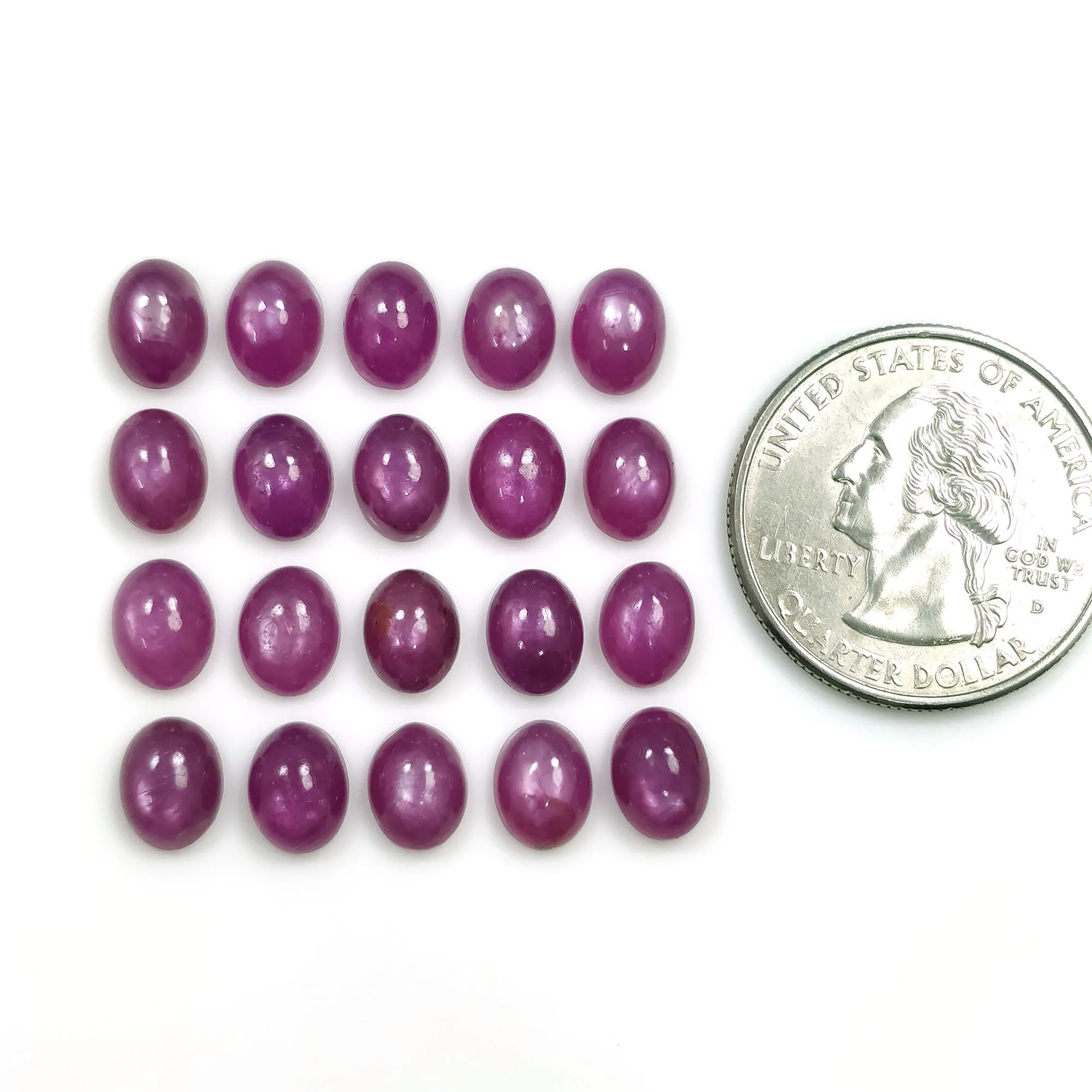 36.15cts Natural Untreated Raspberry Sheen PURPLE PINK SAPPHIRE Gemstone September Birthstone Oval Shape Cabochon 8*6mm*4h 20pcs Lot For Jewelry