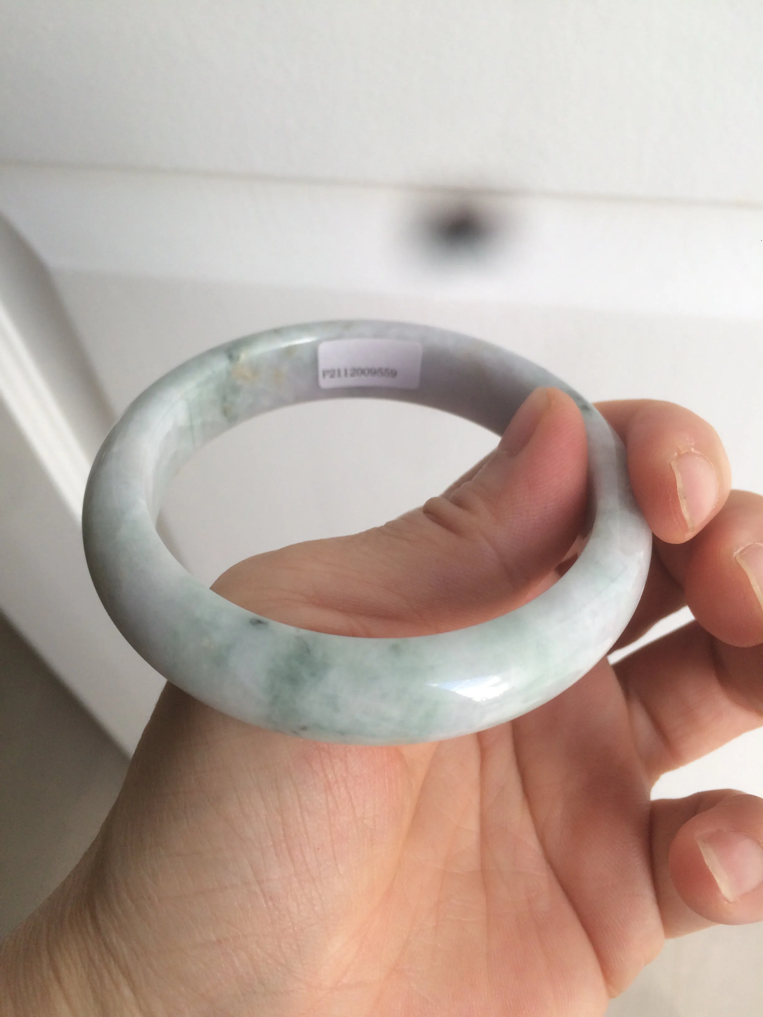 56mm certificated Type A 100% Natural light green/purple Jadeite Jade bangle L126-9559