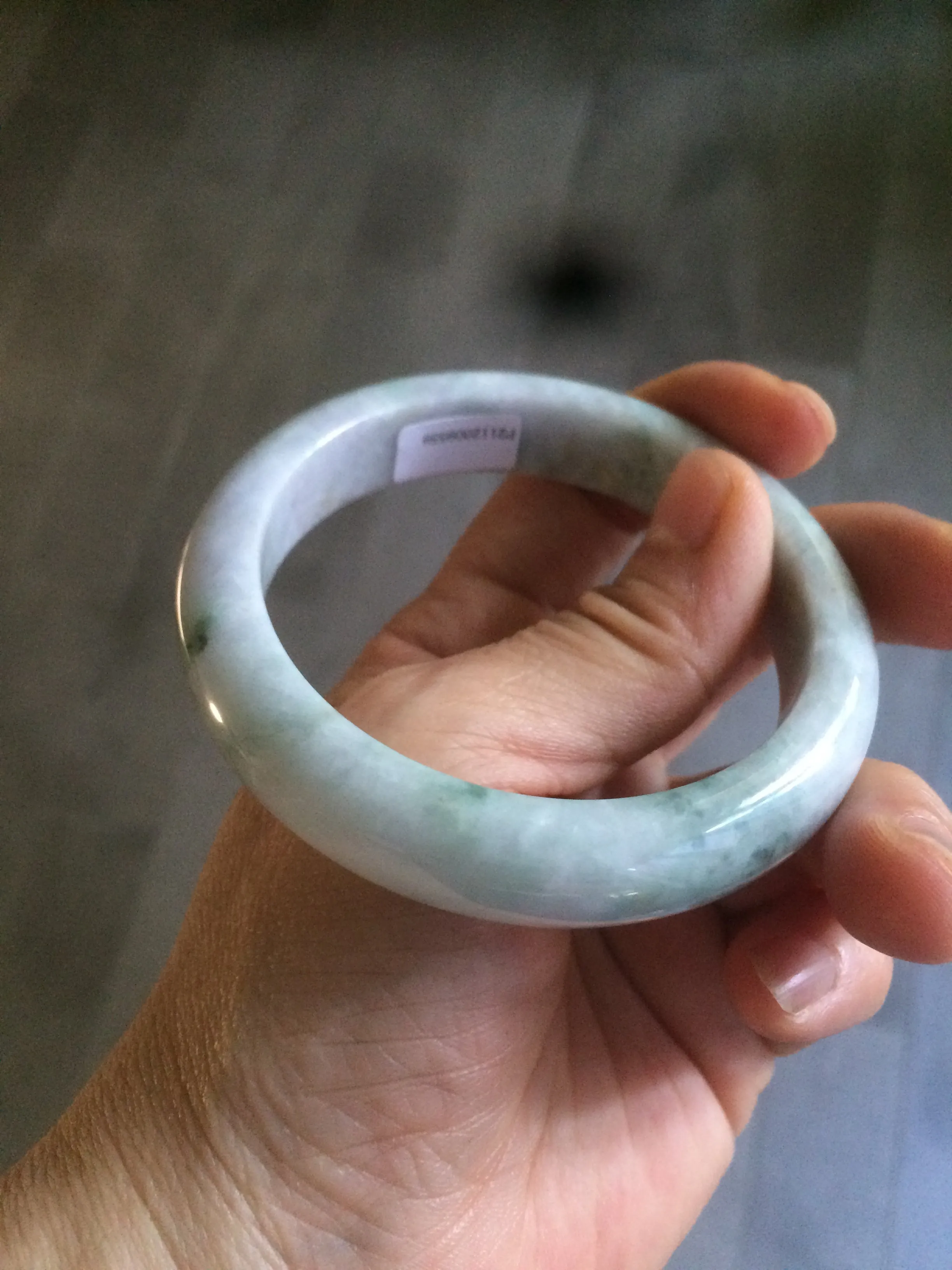 56mm certificated Type A 100% Natural light green/purple Jadeite Jade bangle L126-9559