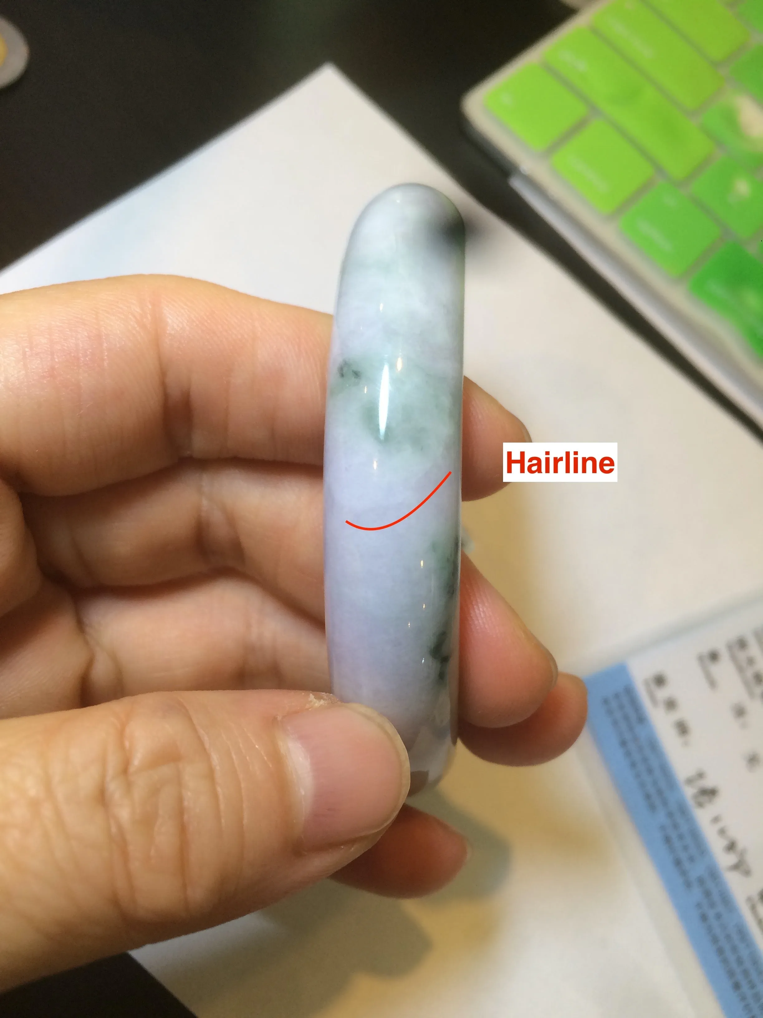 56mm certificated Type A 100% Natural light green/purple Jadeite Jade bangle L126-9559