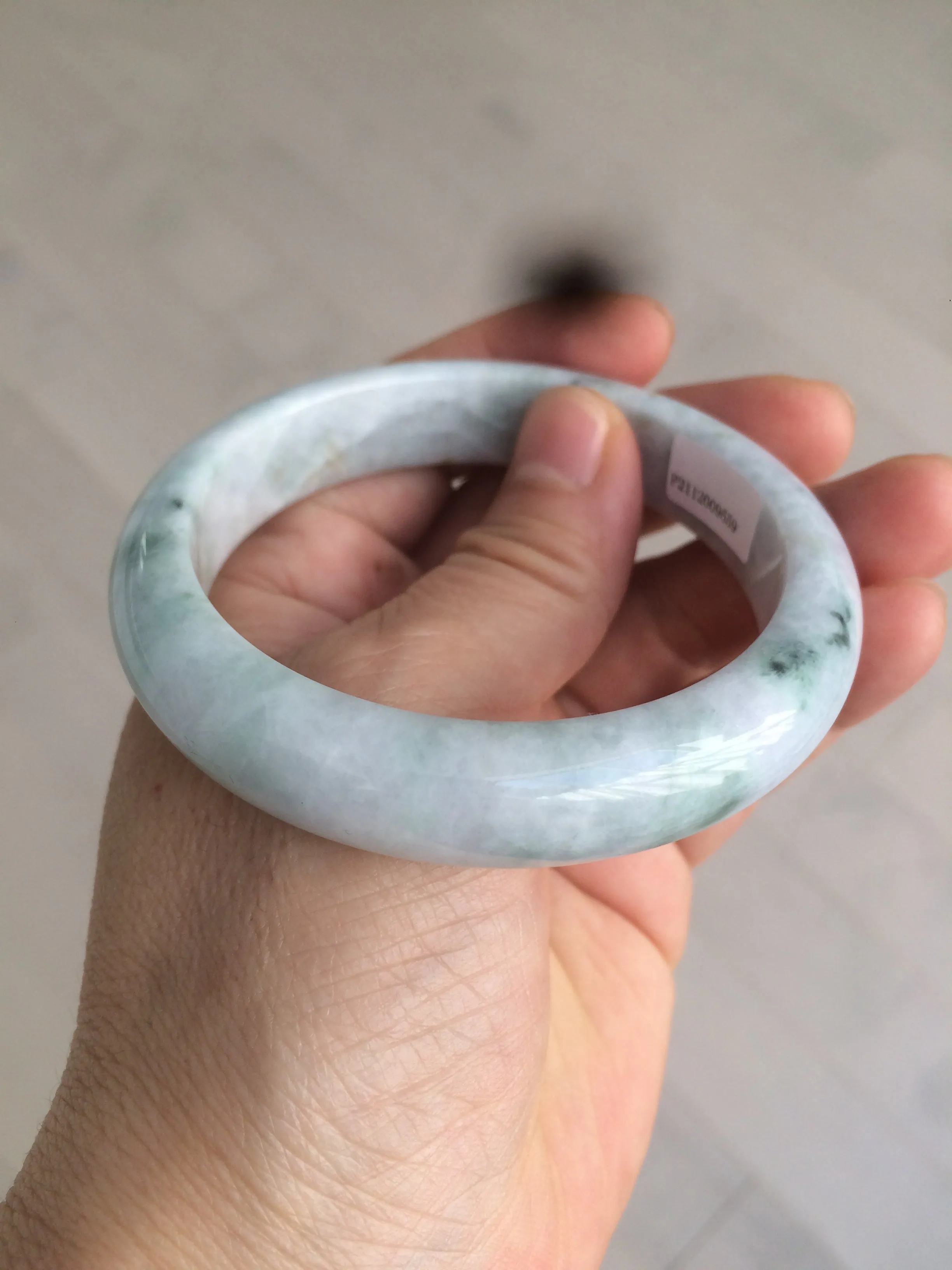 56mm certificated Type A 100% Natural light green/purple Jadeite Jade bangle L126-9559