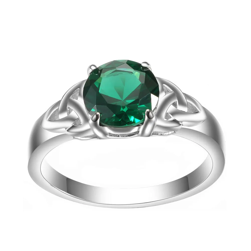 925 Silver Emerald Celtic Ring