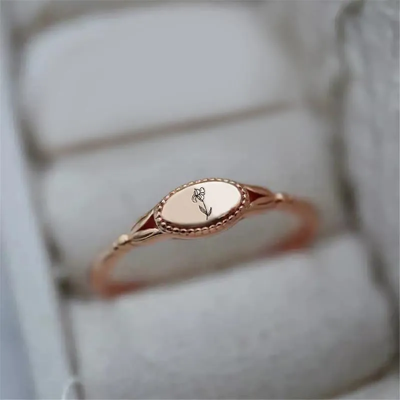 925 Sterling Silver Personalized Birth Flower Ring Wildflower Ring Gift for Mother