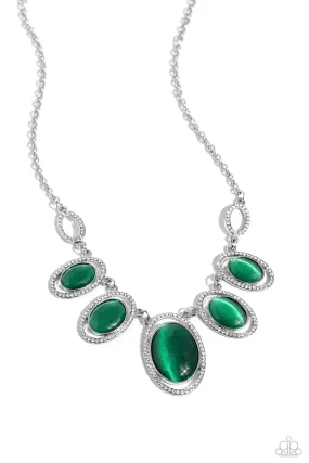 A BEAM Come True Green Cat's Eye Stone Necklace - Paparazzi Accessories