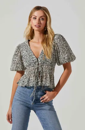 Alexis Floral Ruched Short Sleeve Top