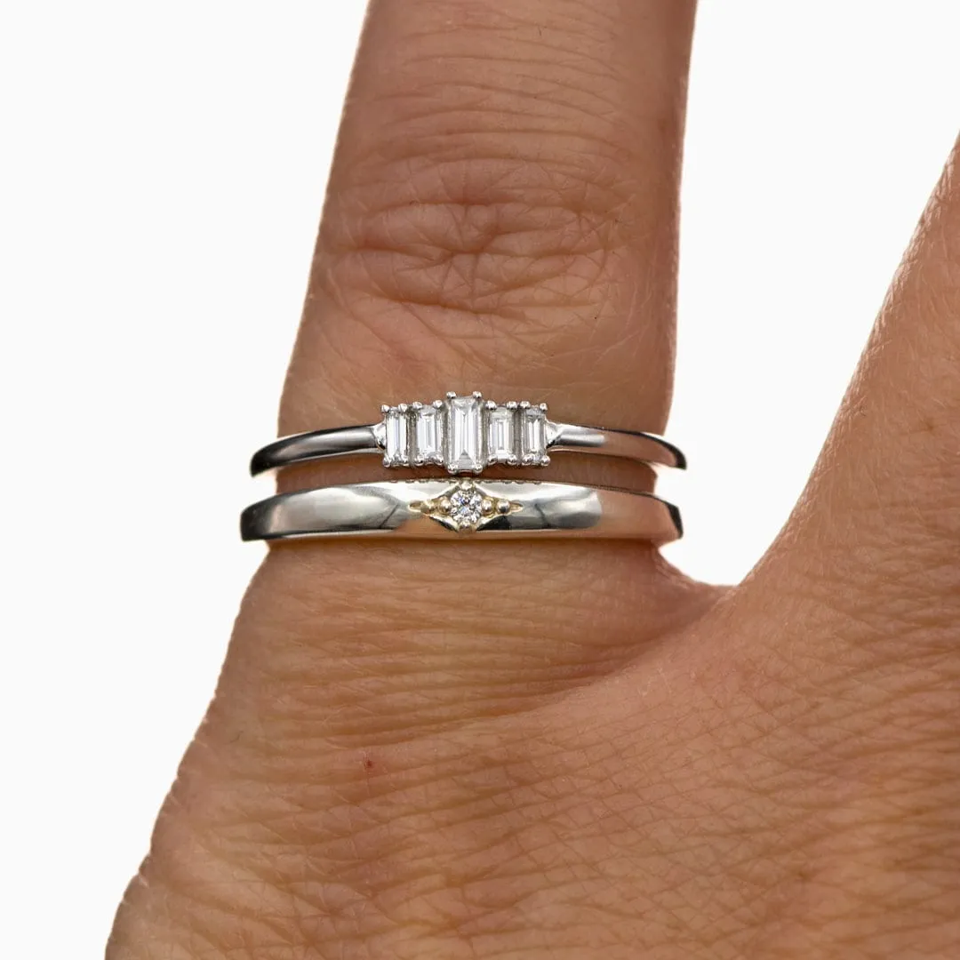 Beatrix Band- Accented Bead Set Diamond Anniversary Stacking Ring