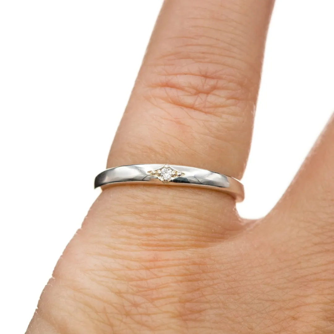 Beatrix Band- Accented Bead Set Diamond Anniversary Stacking Ring