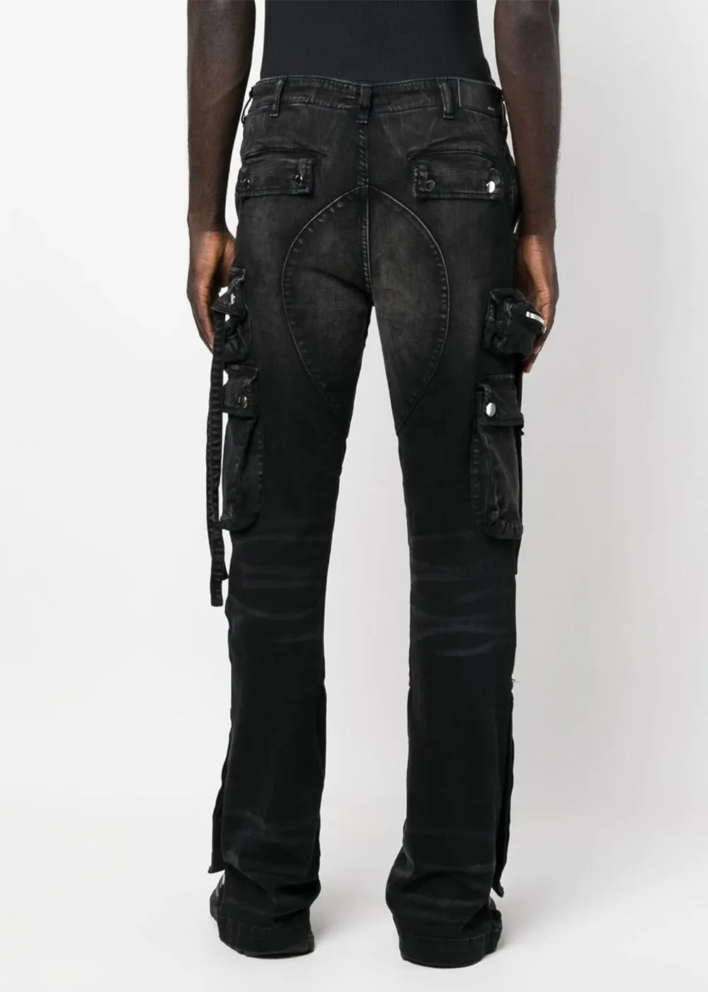 Black Cargo Flare Jeans