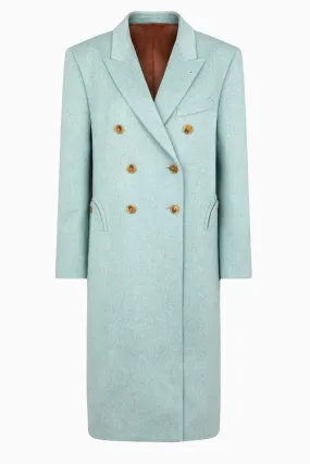 Blazé Milano Arya Virgin Wool Overcoat - Aqua