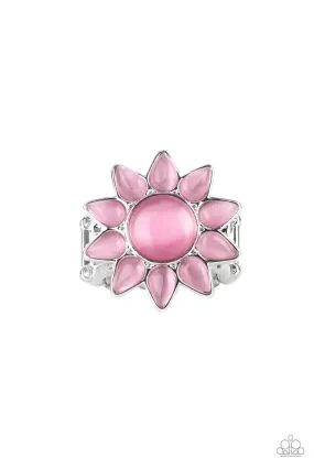 Blossoming Sunbeams Pink Cat's Eye Stone Flower Ring - Paparazzi Accessories