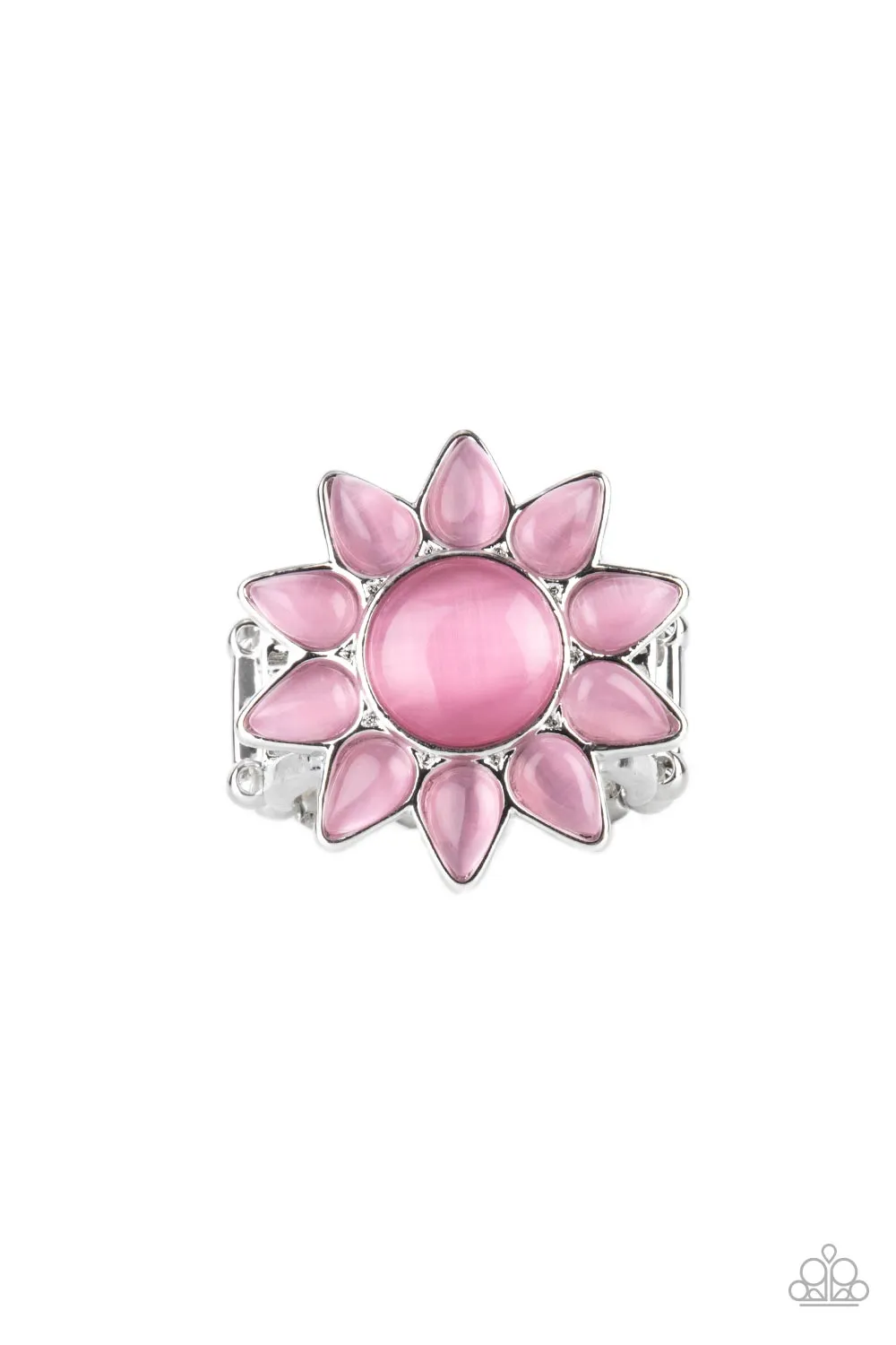 Blossoming Sunbeams Pink Cat's Eye Stone Flower Ring - Paparazzi Accessories