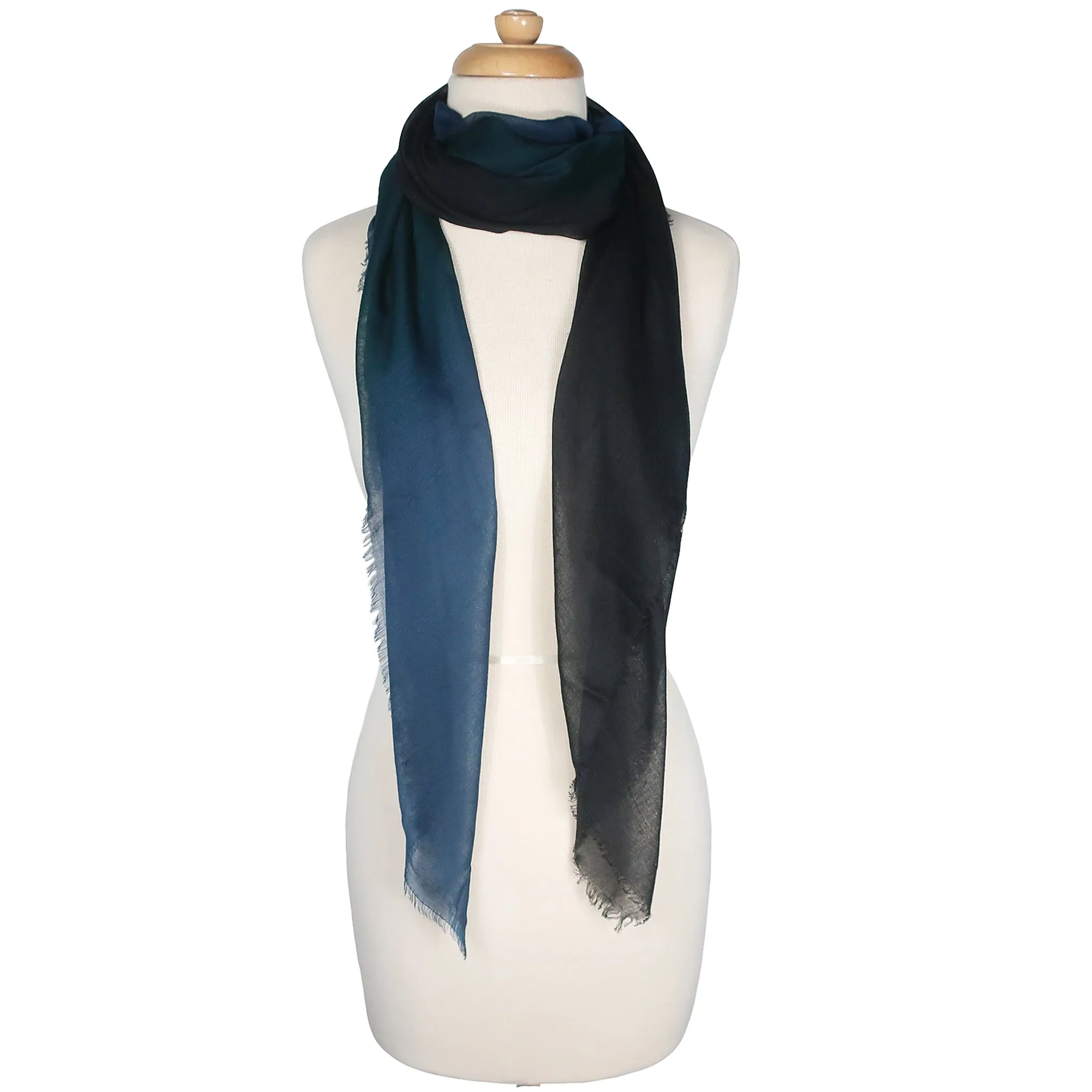 Blue Pacific Dream Cashmere and Silk Scarf in Blue and Teal 47 x 37