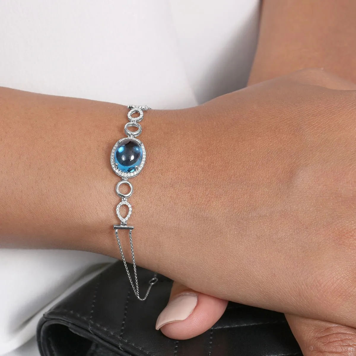 Blue Topaz and Diamond Infinity Heirloom Bracelet