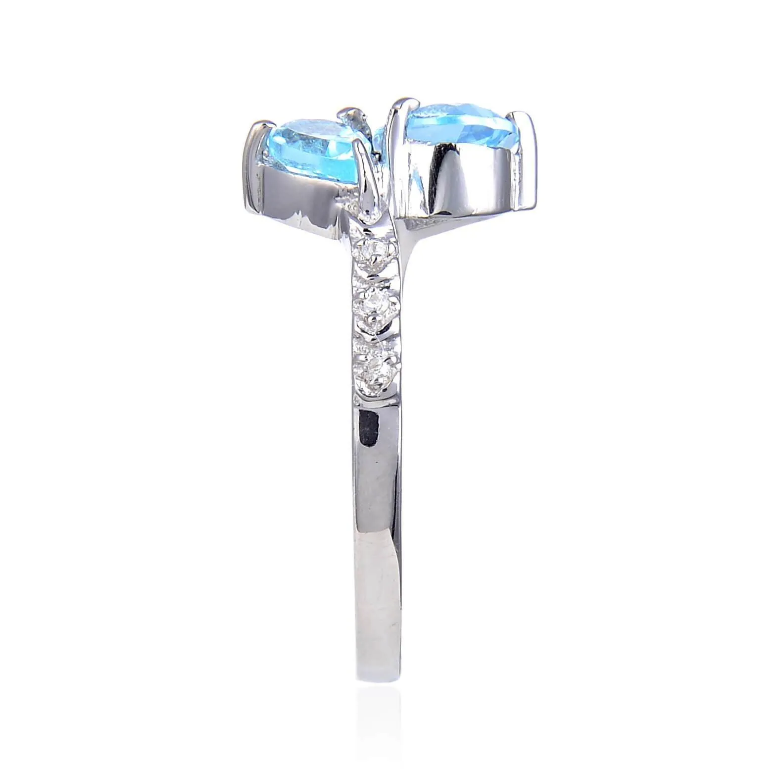 Blue Topaz Dual Teardrop Ring