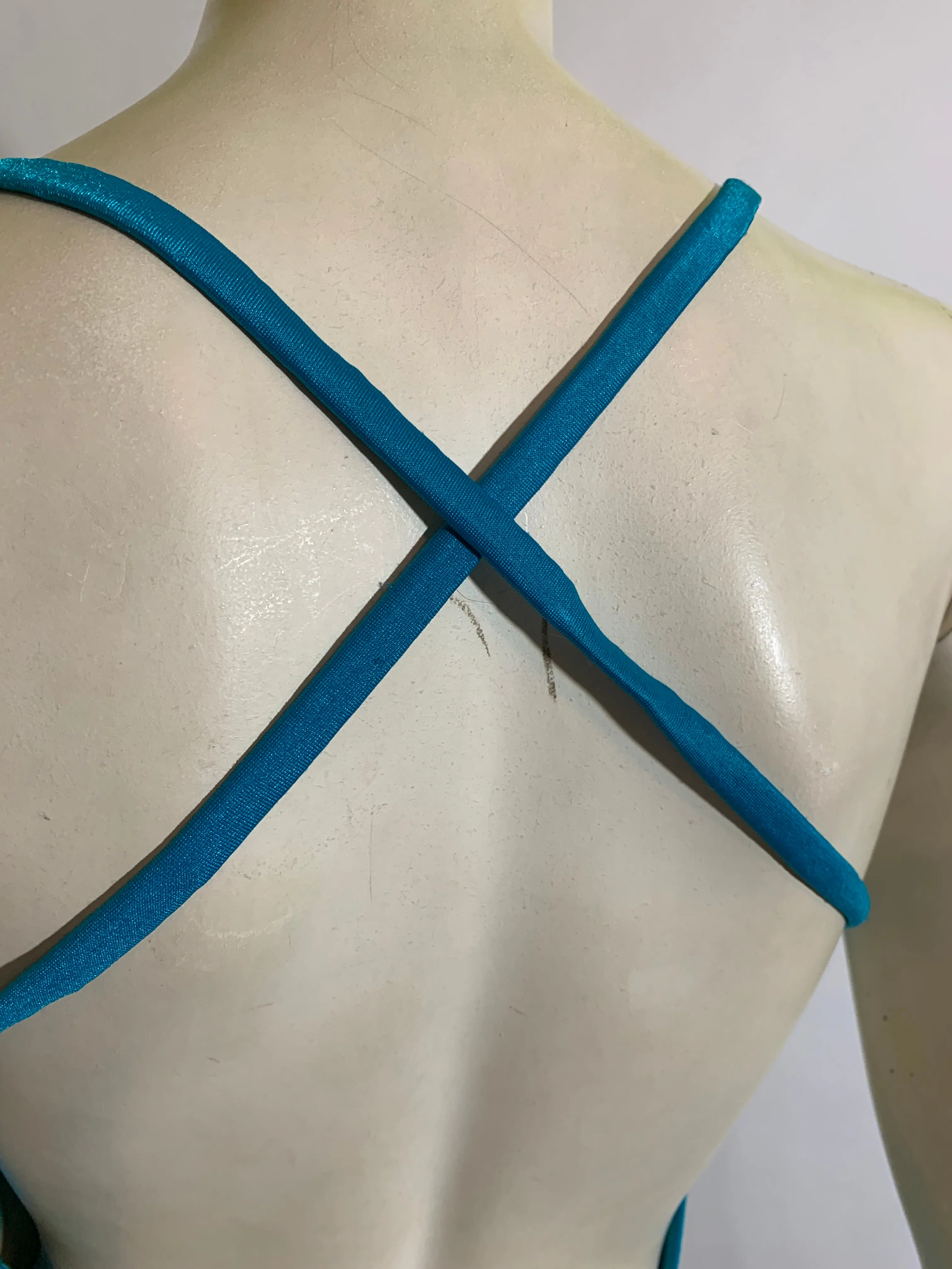 Bright Blue X-Back Swimsuit with Shirred Detail circa 1970s