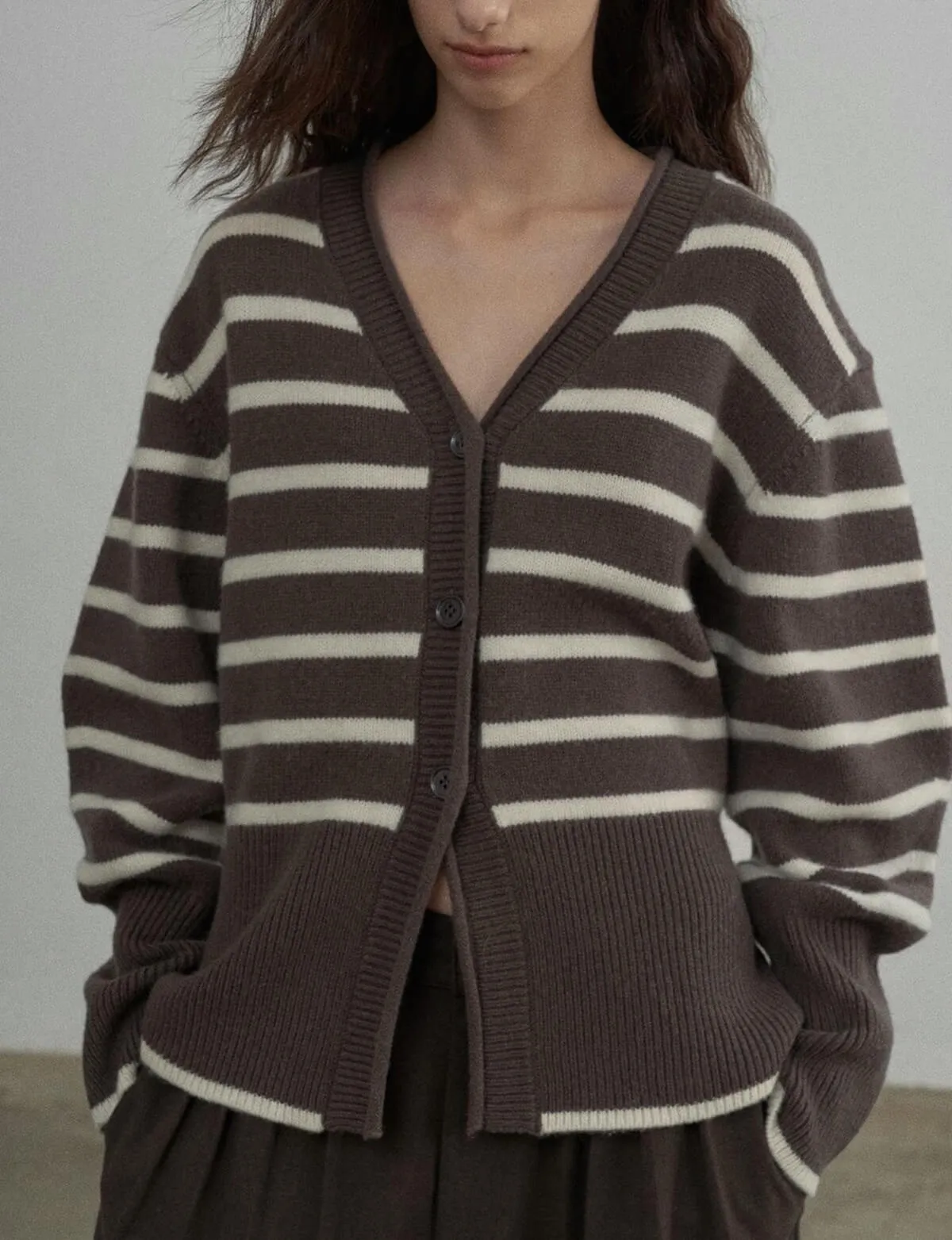 Brown Striped Cardigan