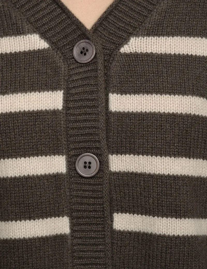 Brown Striped Cardigan