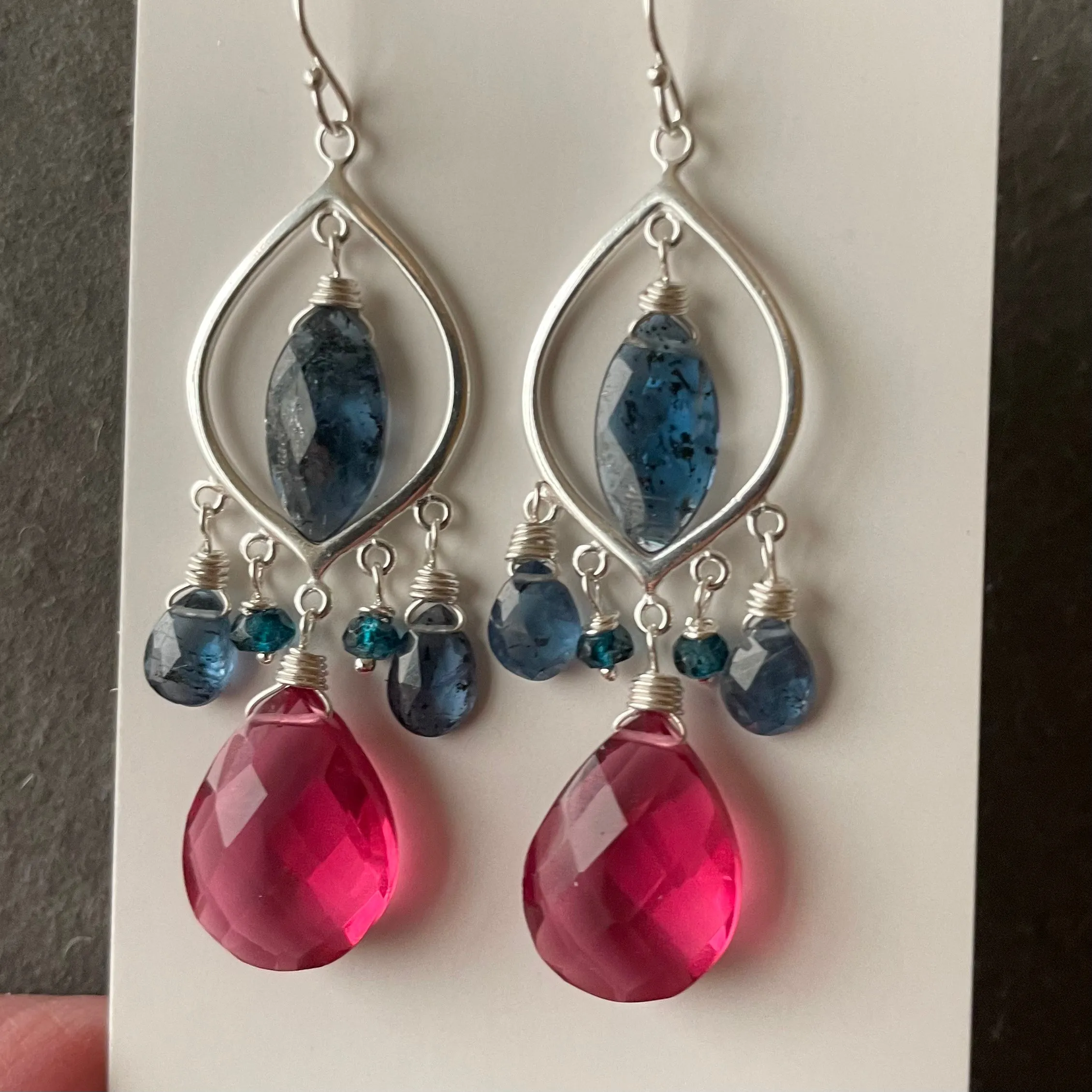 Captivating Kyanite and Sapphire Pink Earrings