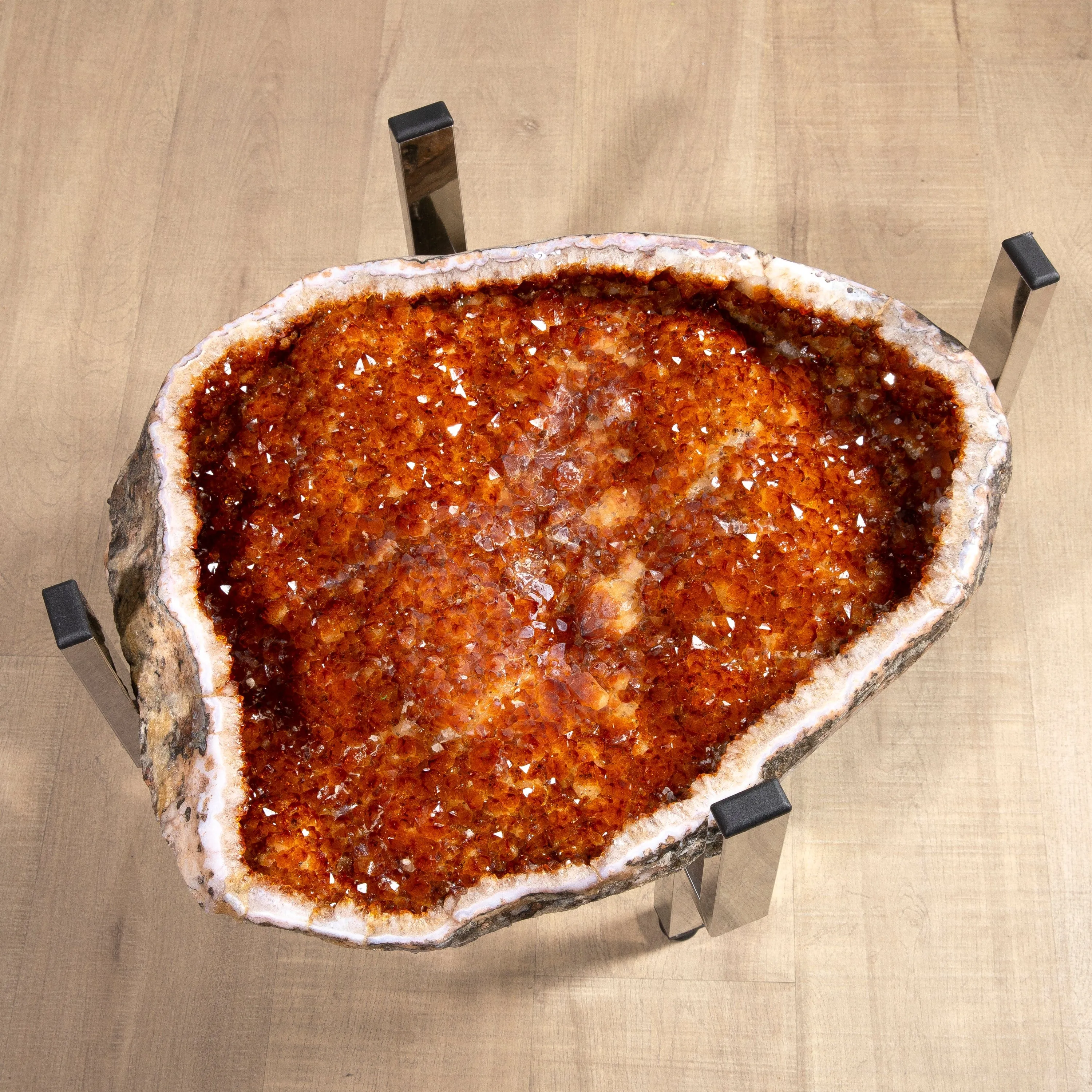 Citrine Geode Table from Brazil on Custom Stand - 24 / 73 lbs