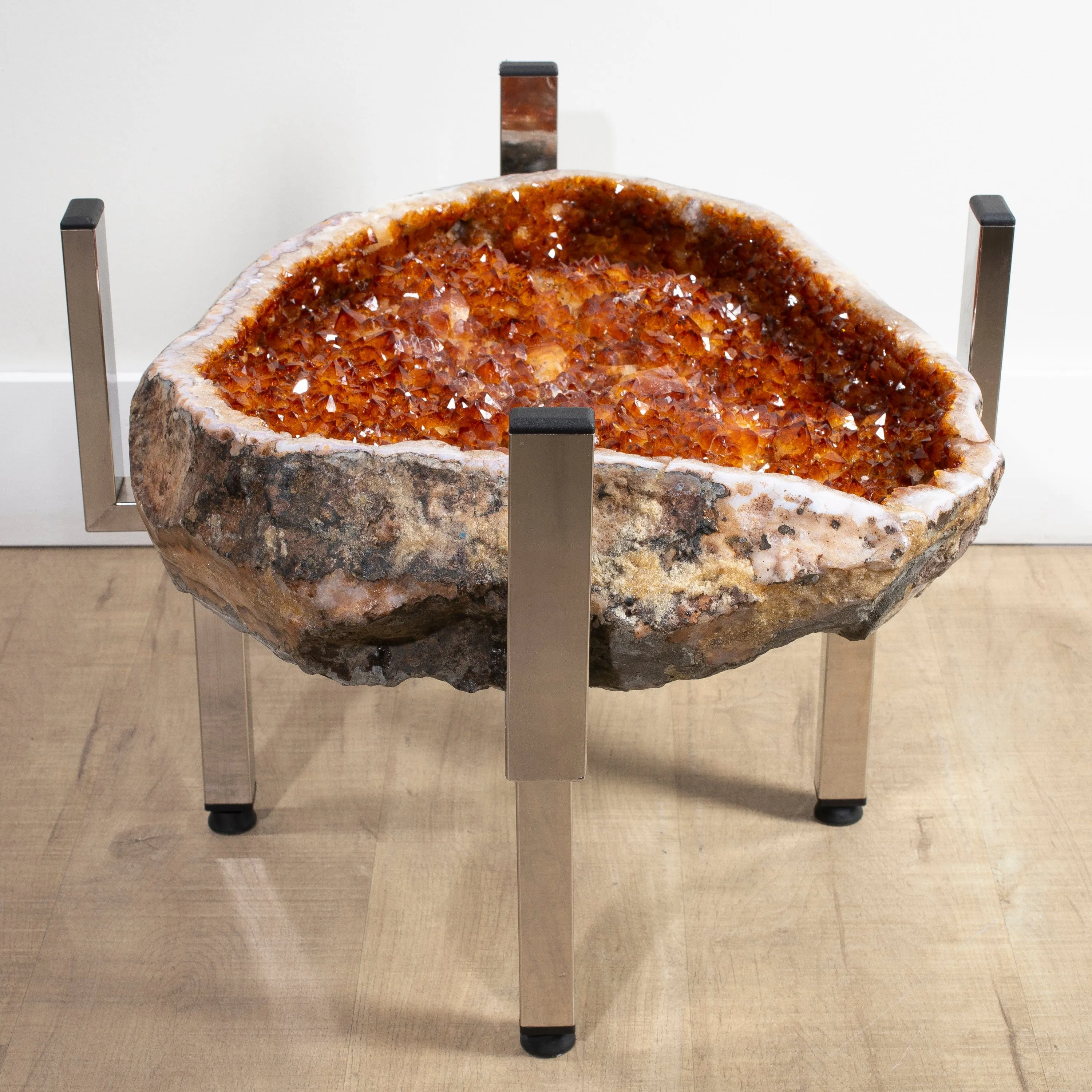 Citrine Geode Table from Brazil on Custom Stand - 24 / 73 lbs