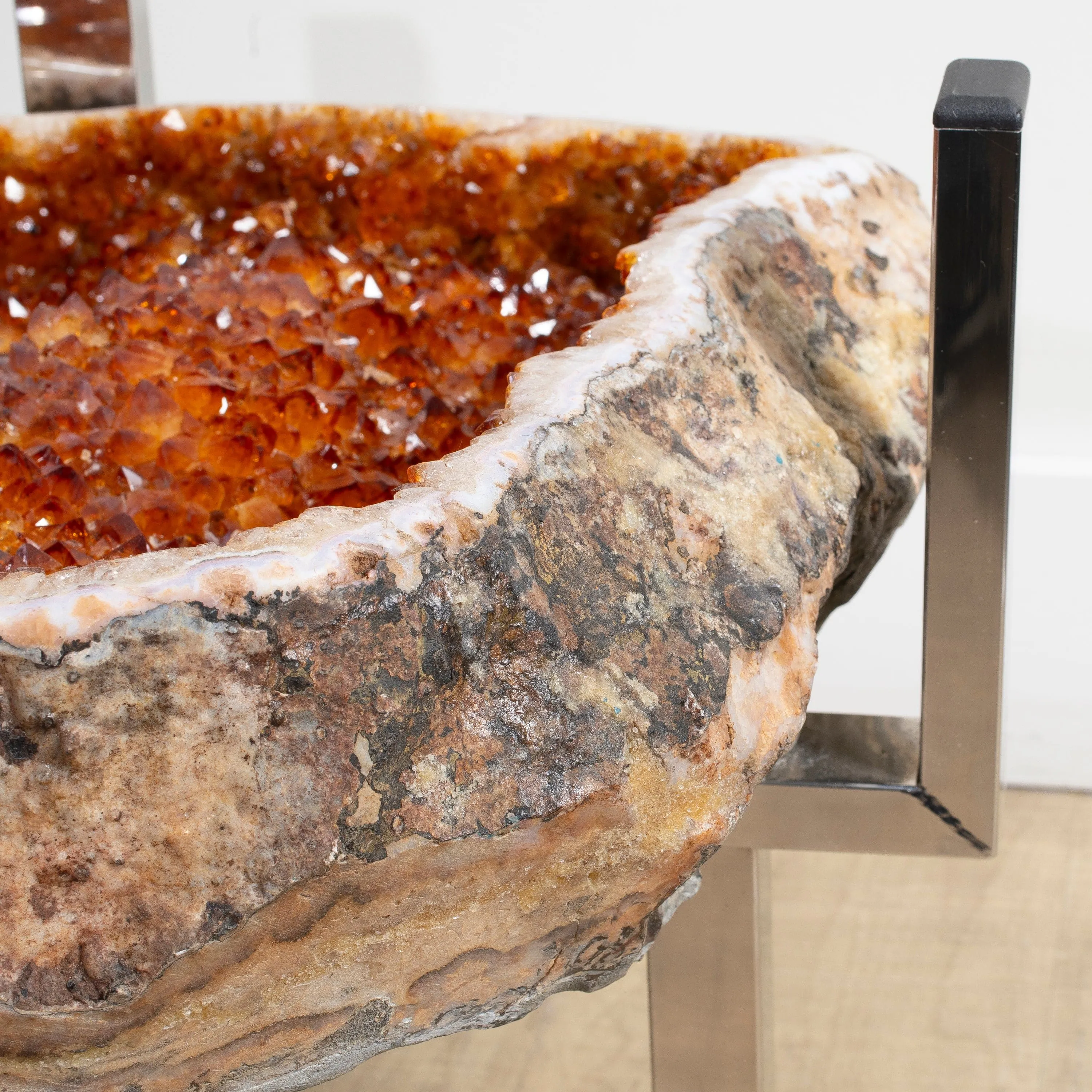 Citrine Geode Table from Brazil on Custom Stand - 24 / 73 lbs