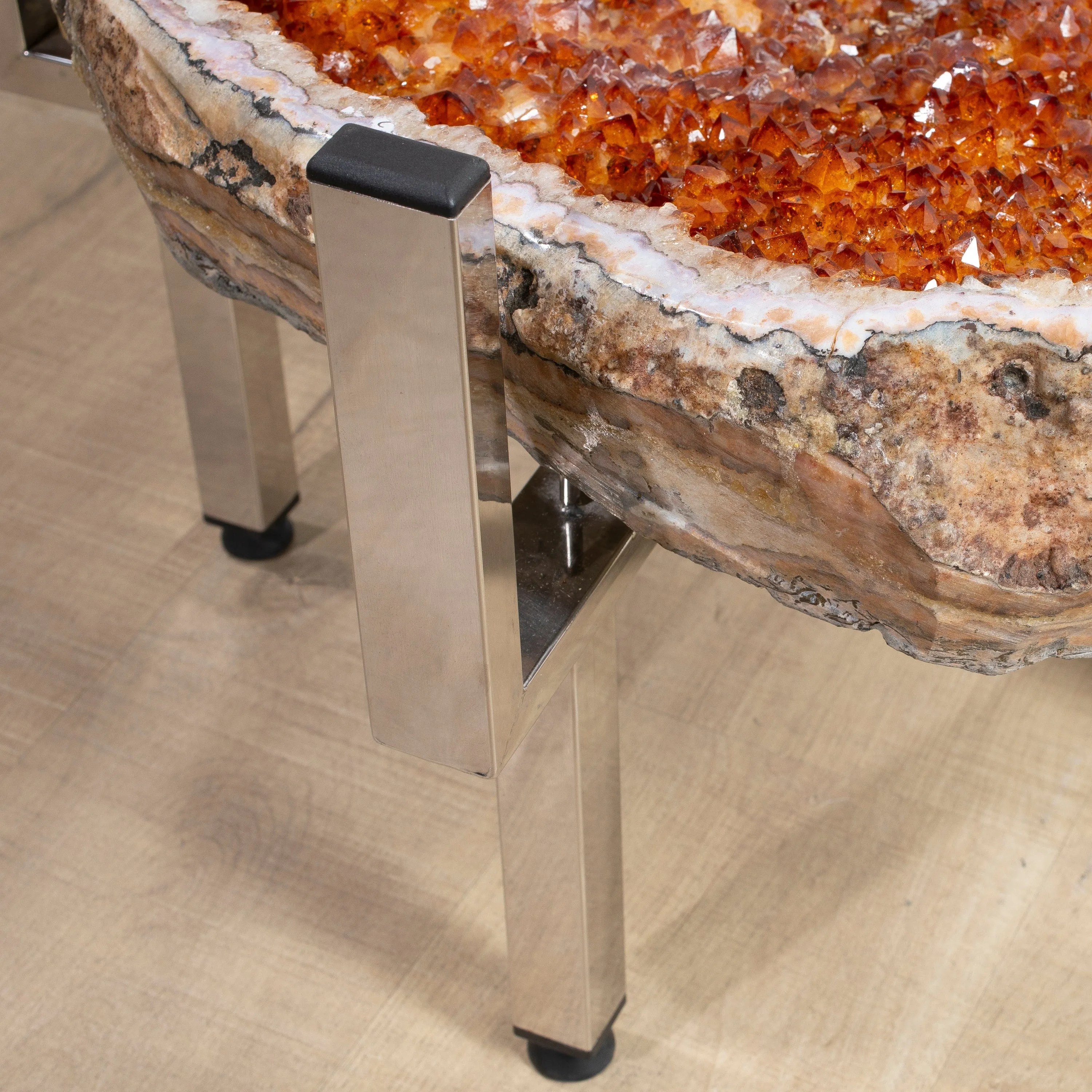 Citrine Geode Table from Brazil on Custom Stand - 24 / 73 lbs