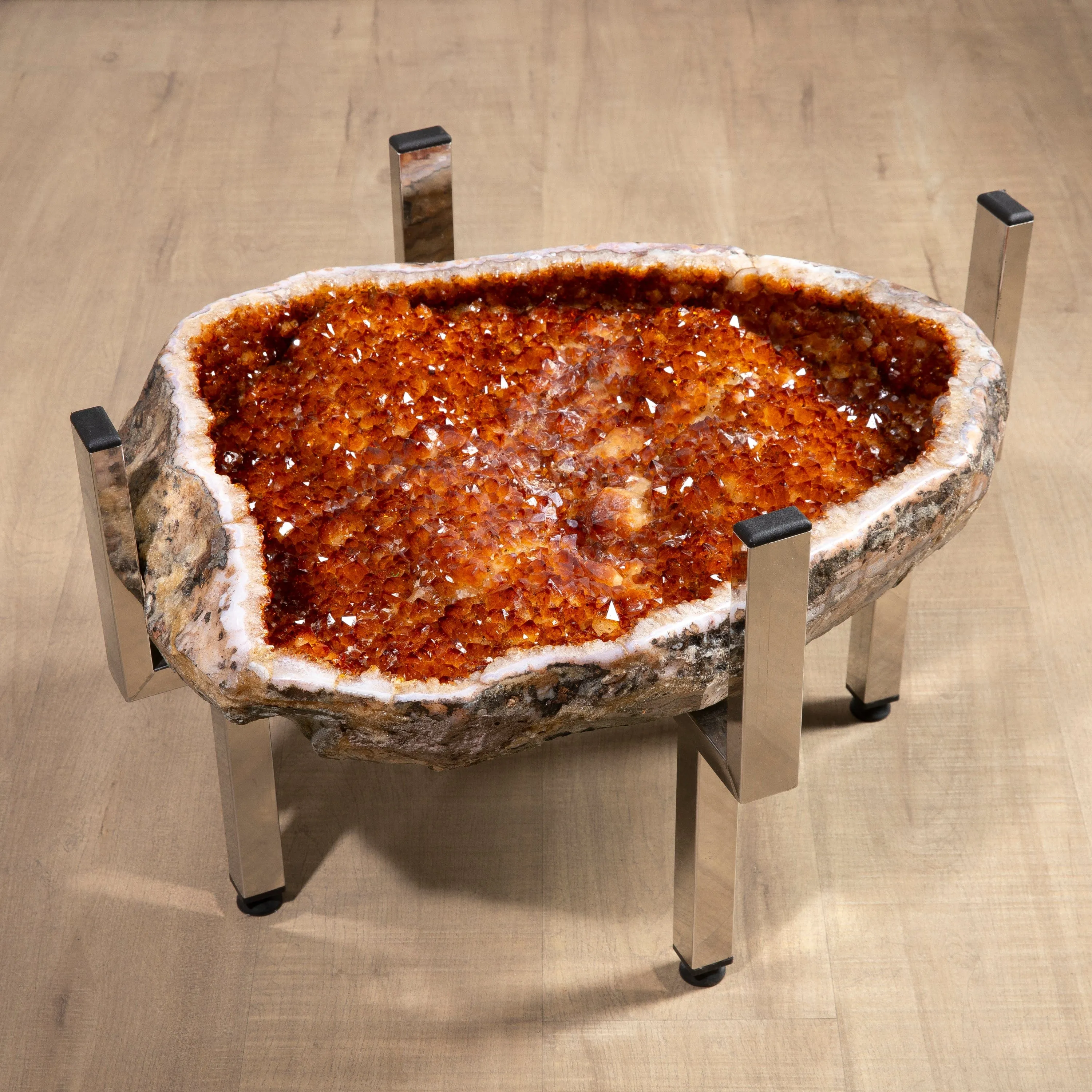 Citrine Geode Table from Brazil on Custom Stand - 24 / 73 lbs