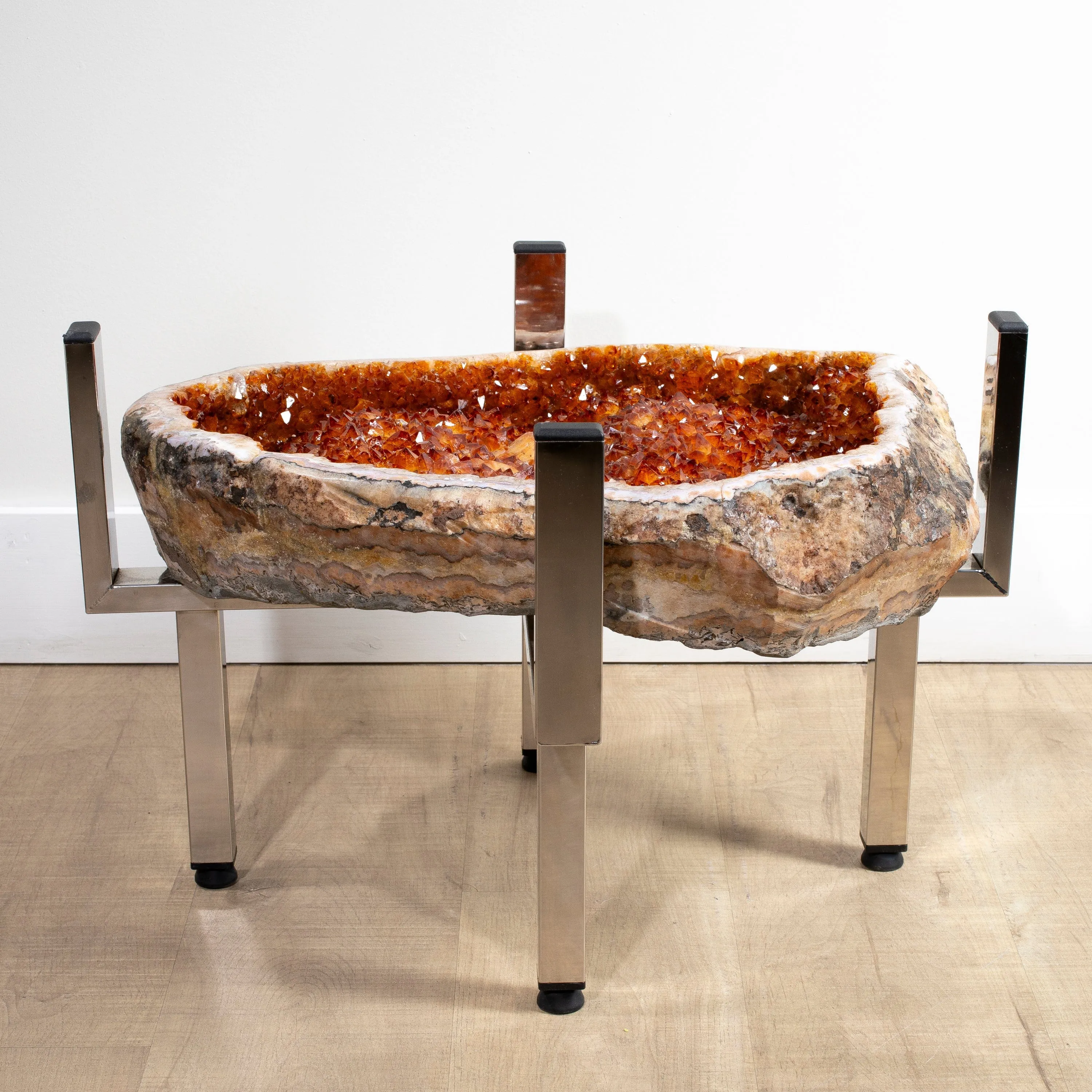 Citrine Geode Table from Brazil on Custom Stand - 24 / 73 lbs