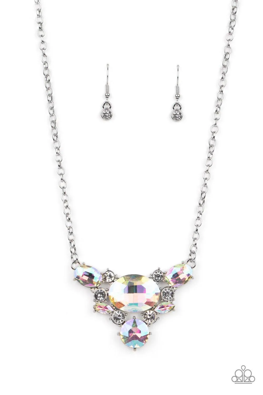 Cosmic Coronation Multi Iridescent Rhinestone Necklace - Paparazzi Accessories