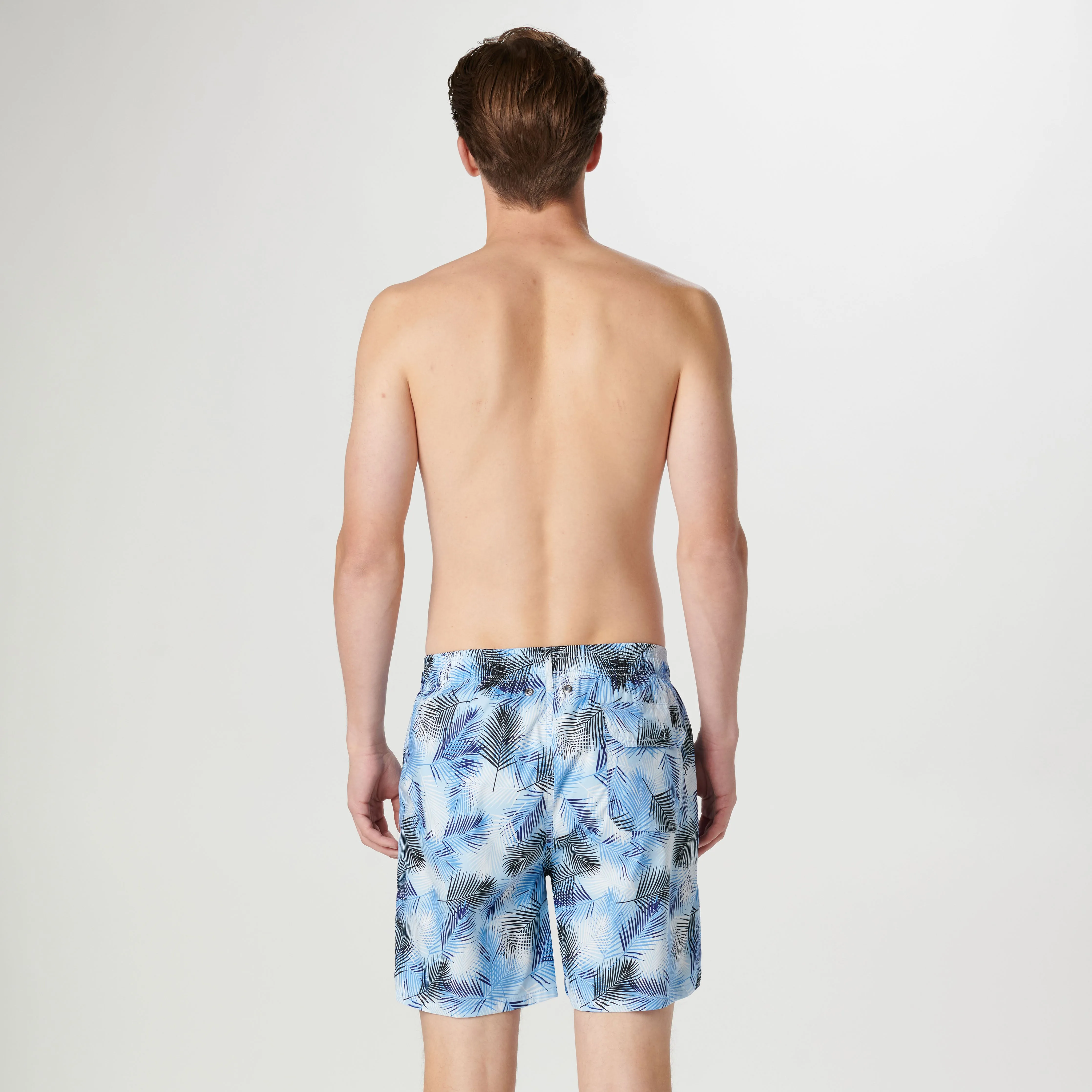 Cosmo Leaf Print Swim Trunks