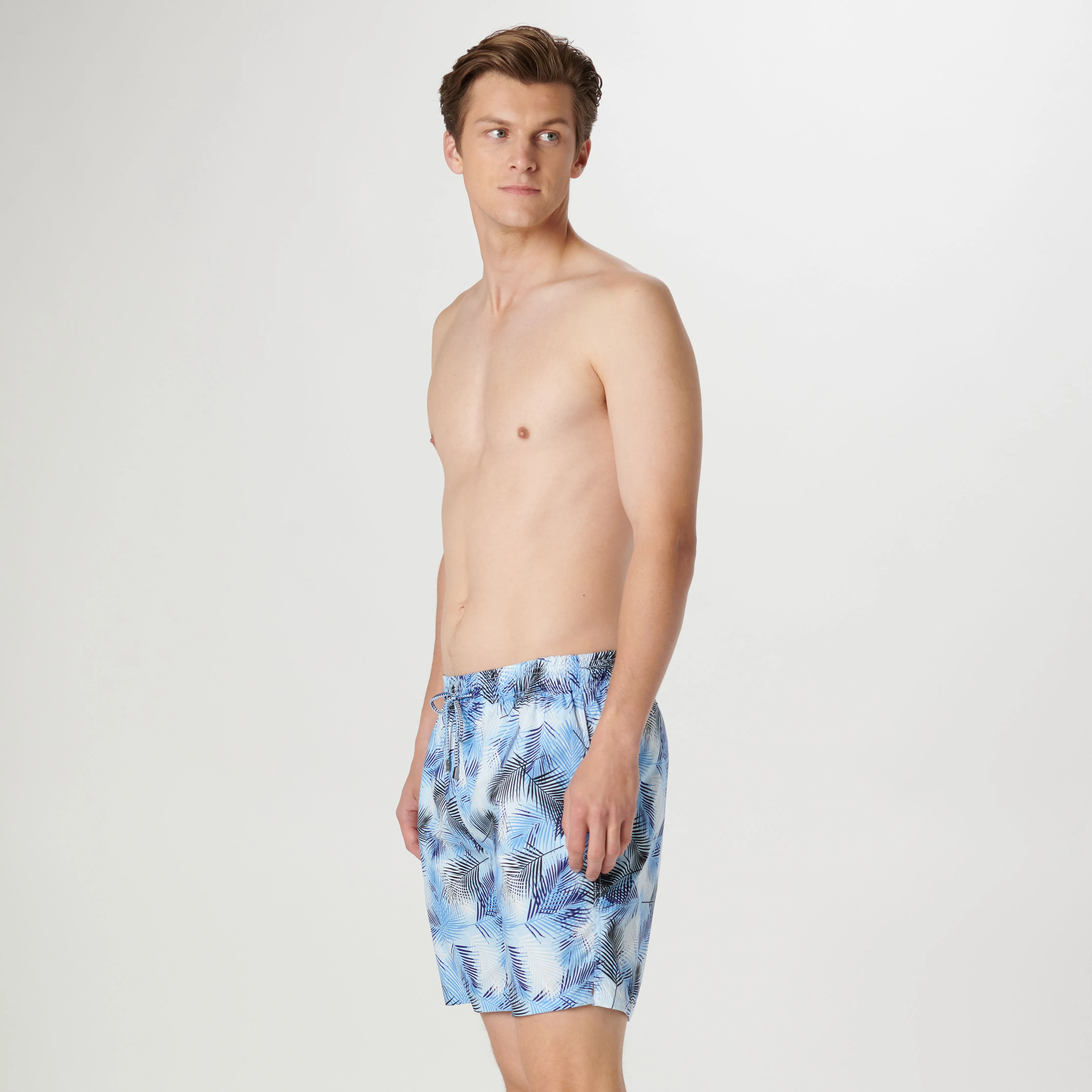 Cosmo Leaf Print Swim Trunks