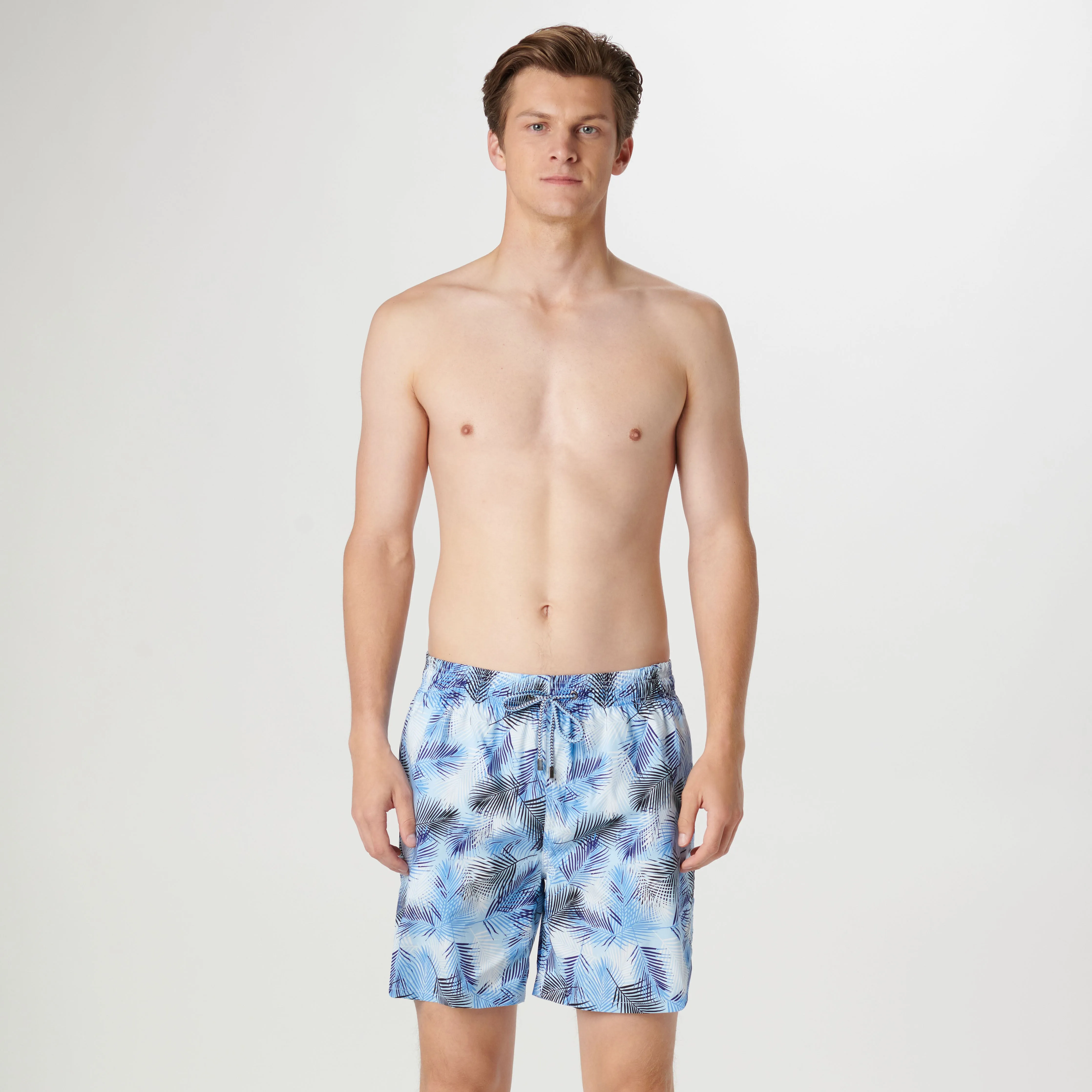 Cosmo Leaf Print Swim Trunks