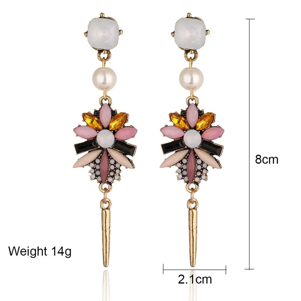 Crystal Imitation Peal Drop Dangle Earrings