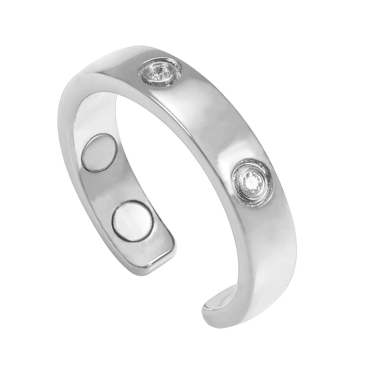 Crystal Magnetic Therapy Ring (Silver)