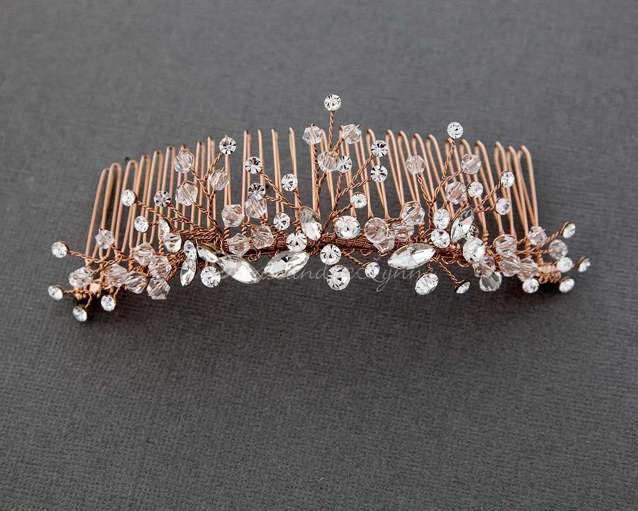 Crystal Rose Gold Tiara Comb