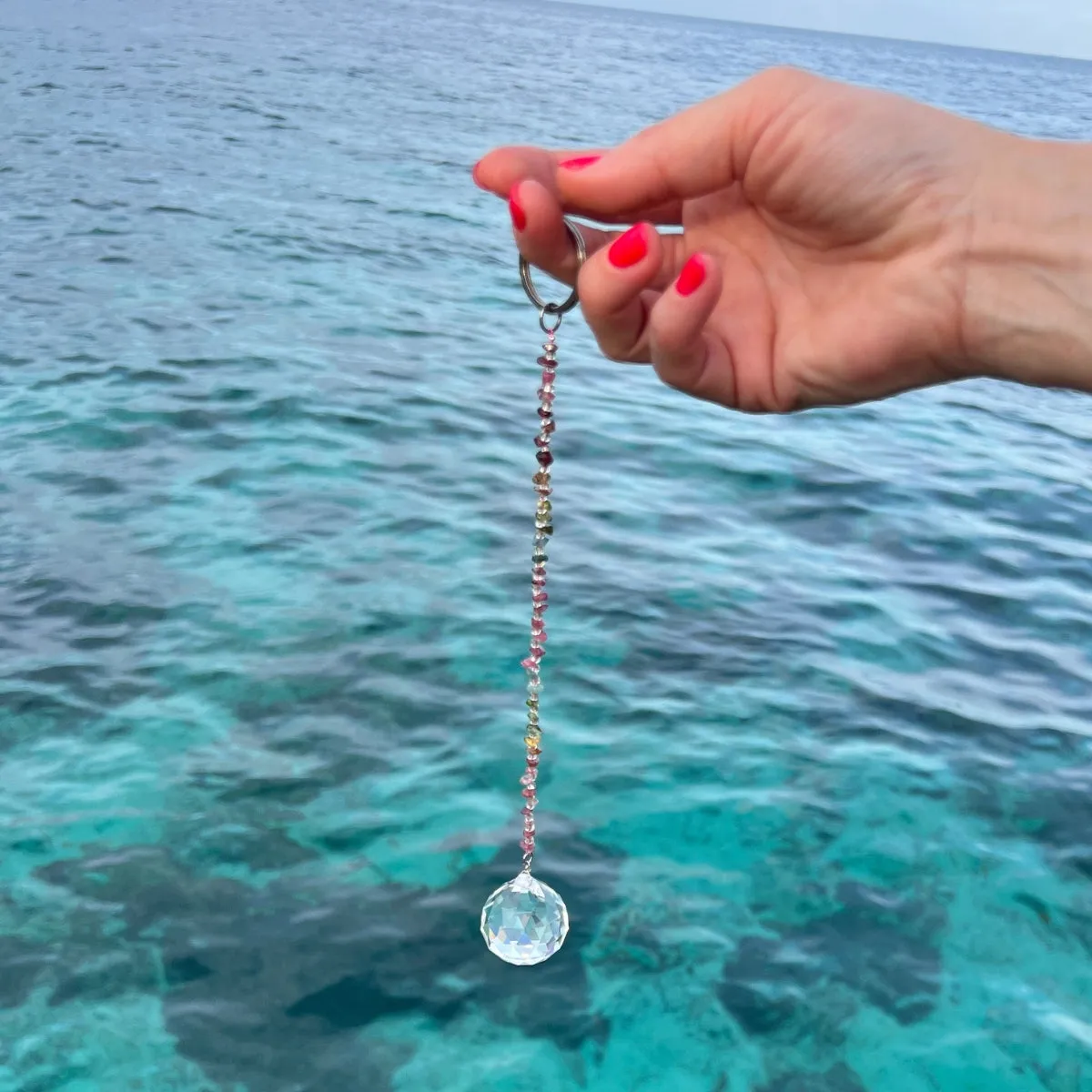 Crystal Sun Catcher - Rainbow Maker Tourmaline Keychain