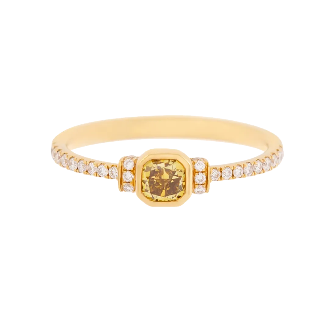 Dainty Fancy Deep Yellow Diamond Ring