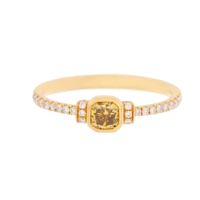 Dainty Fancy Deep Yellow Diamond Ring