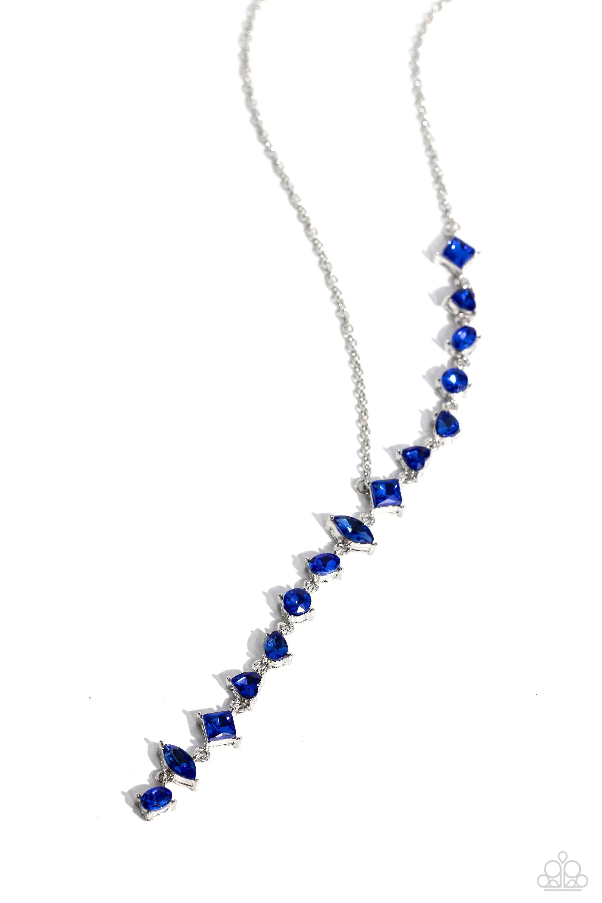 Diagonal Daydream Blue Rhinestone Necklace - Paparazzi Accessories