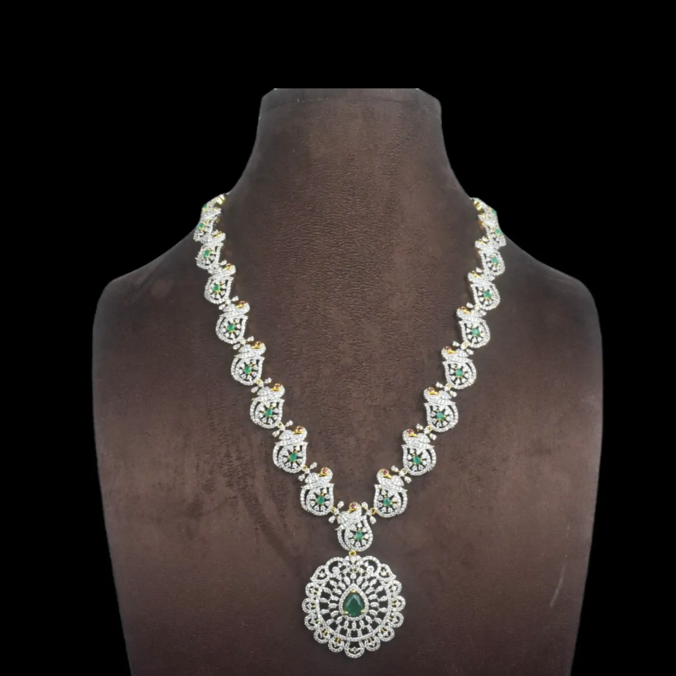 Discover the Enchanting Peacock American Diamonds Necklace Set by Asp Fashion Jewellery